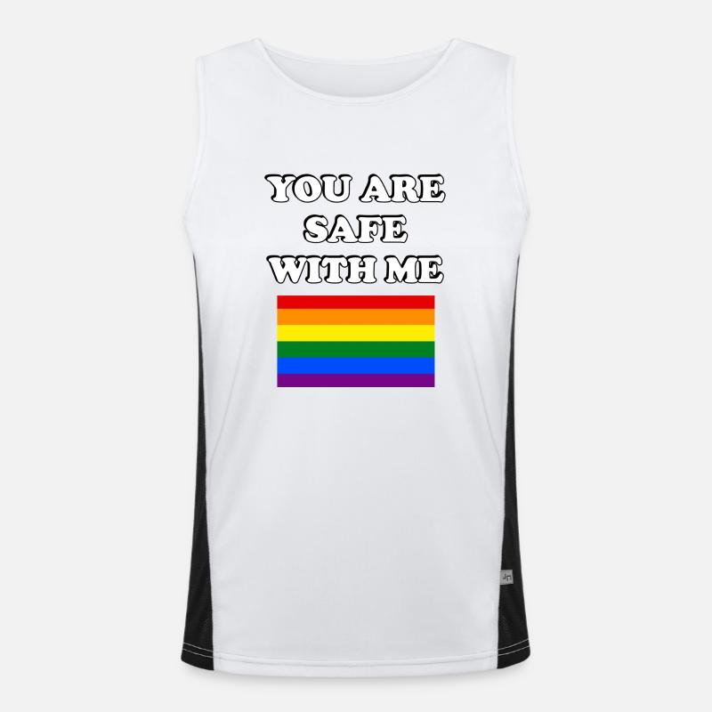 You Are Safe With Me LGBT Pride Flag Men's Functional Contrast Tank Top 