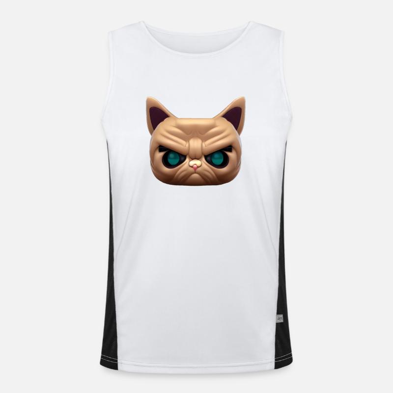 Magisches braunes wütendes Katzengesicht! Funktionelles Kontrast-Tank Top für Männer 