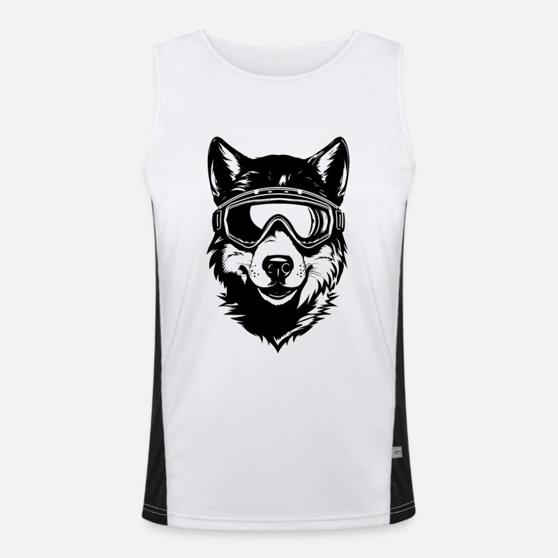 Ski Wolf Funktionelles Kontrast-Tank Top für Männer 