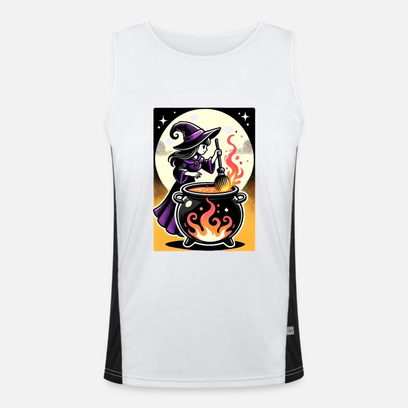 Devils Witch Design - Men's Functional Contrast Tank Top  - white/black