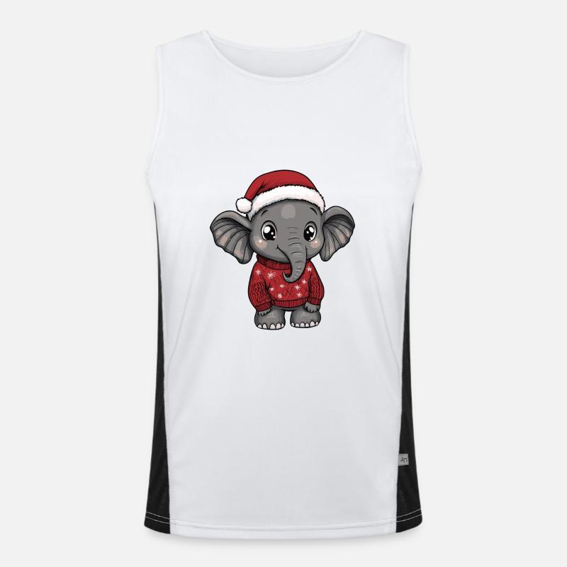 Elephant Christmas Comic - Men's Functional Contrast Tank Top - white/black