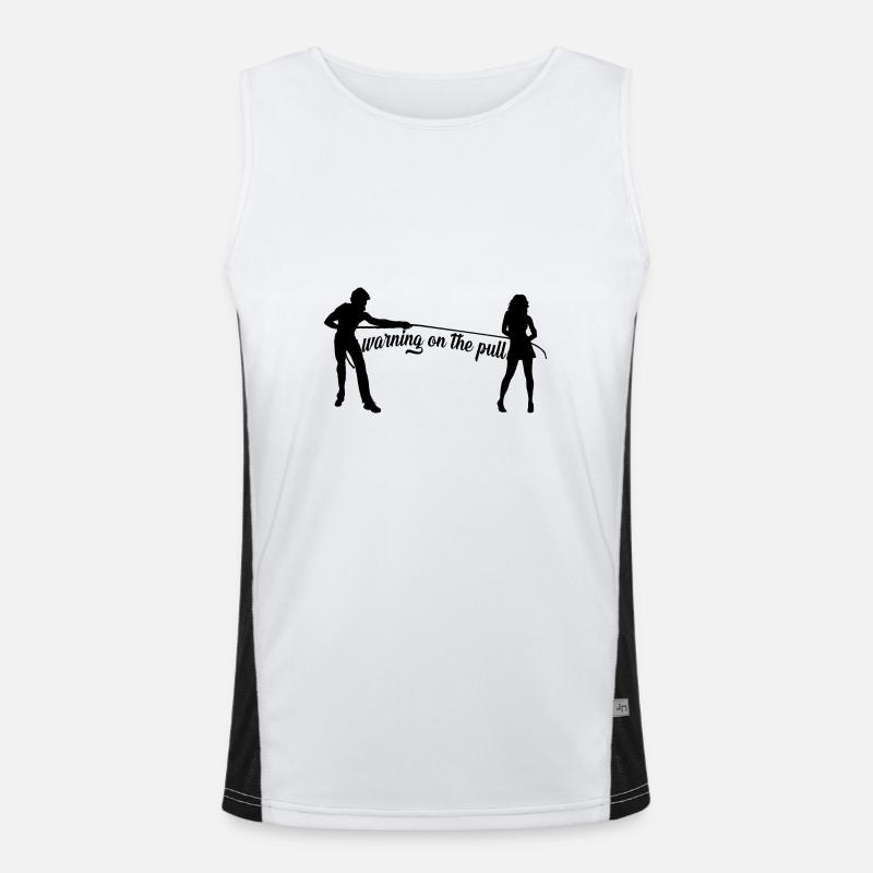 warning on the pull - Men's Functional Contrast Tank Top  - white/black