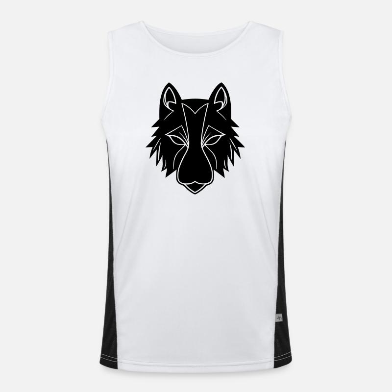 Wolf - Men's Functional Contrast Tank Top  - white/black
