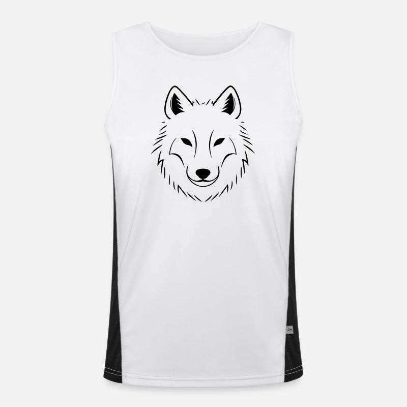 Wolf - Men's Functional Contrast Tank Top  - white/black