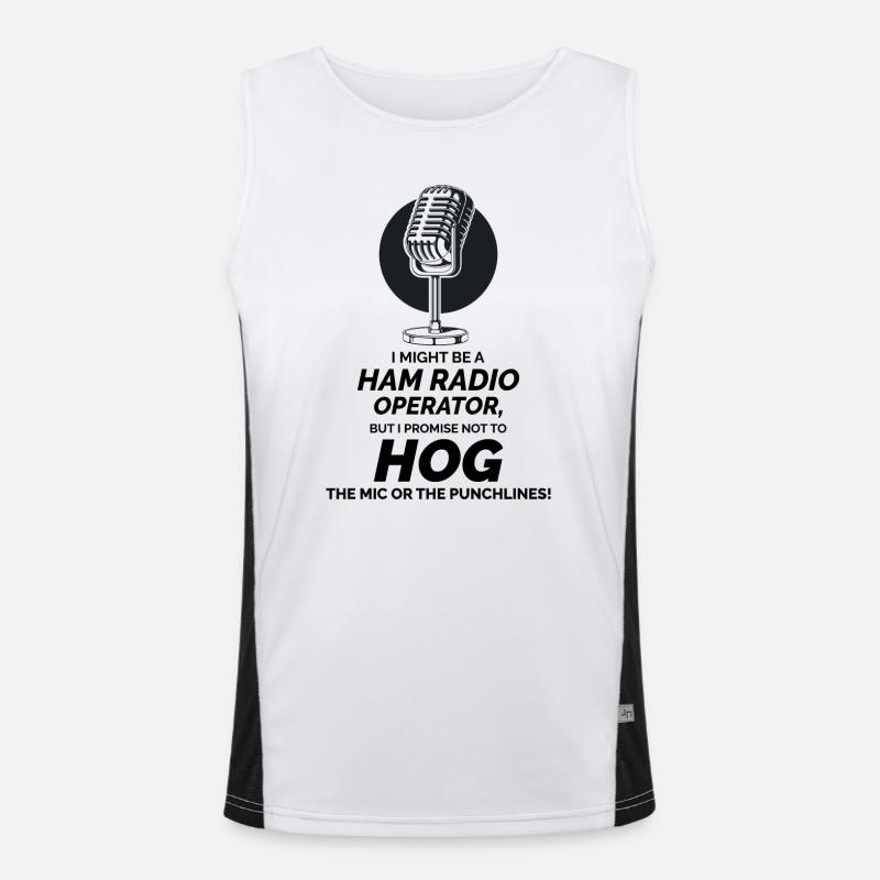 Humorvoller Amateurfunker ohne Mikrofon oder Pointe Funktionelles Kontrast-Tank Top für Männer 