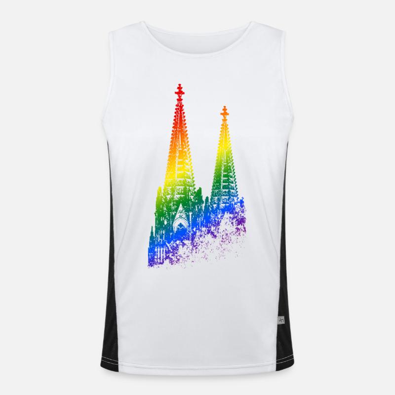 Cologne Cathedral LGBTQ Pride Rainbow Silhouette Cologne Men's Functional Contrast Tank Top 