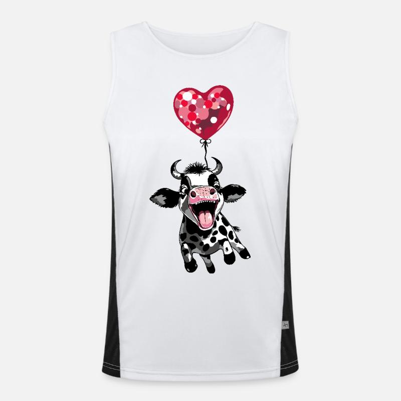 Springendes Kälbchen mit Herzballon - Kuh Kalb Funktionelles Kontrast-Tank Top für Männer 