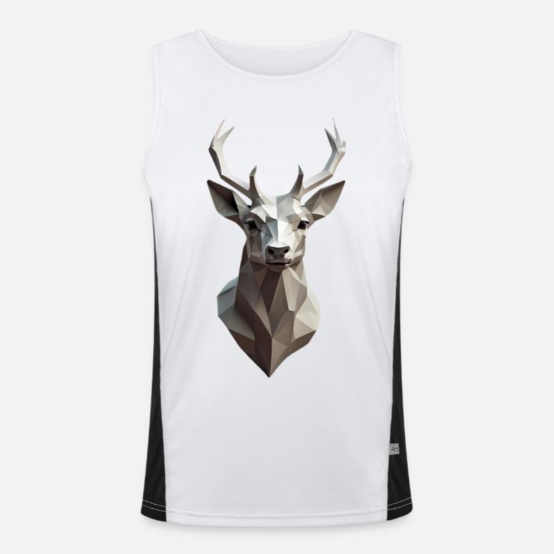 Geometric Deer Head Low-Poly - Men's Functional Contrast Tank Top  - white/black