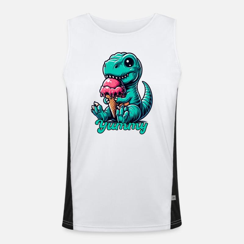 Süßer T-Rex mit Eis Dinosaurier Geschenk Funktionelles Kontrast-Tank Top für Männer 