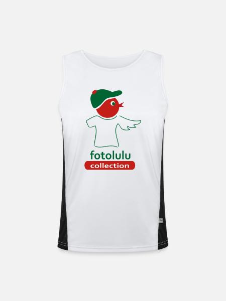 fotolulu collection - Funktionelles Kontrast-Tank Top für Männer  - Weiß/Schwarz - Vorne