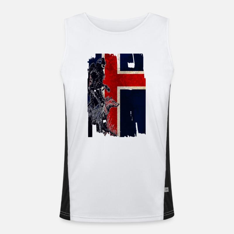 Wikinger Wolfsinsel Funktionelles Kontrast-Tank Top für Männer 