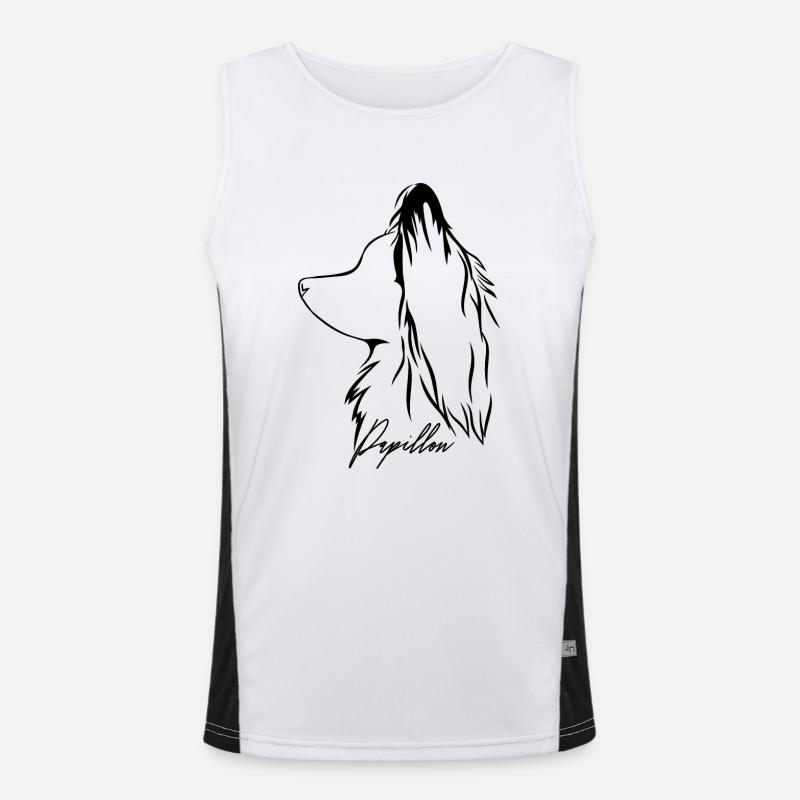 PAPILLON Profil Chiens Chien Wilsigns Débardeur respirant contrasté Homme 