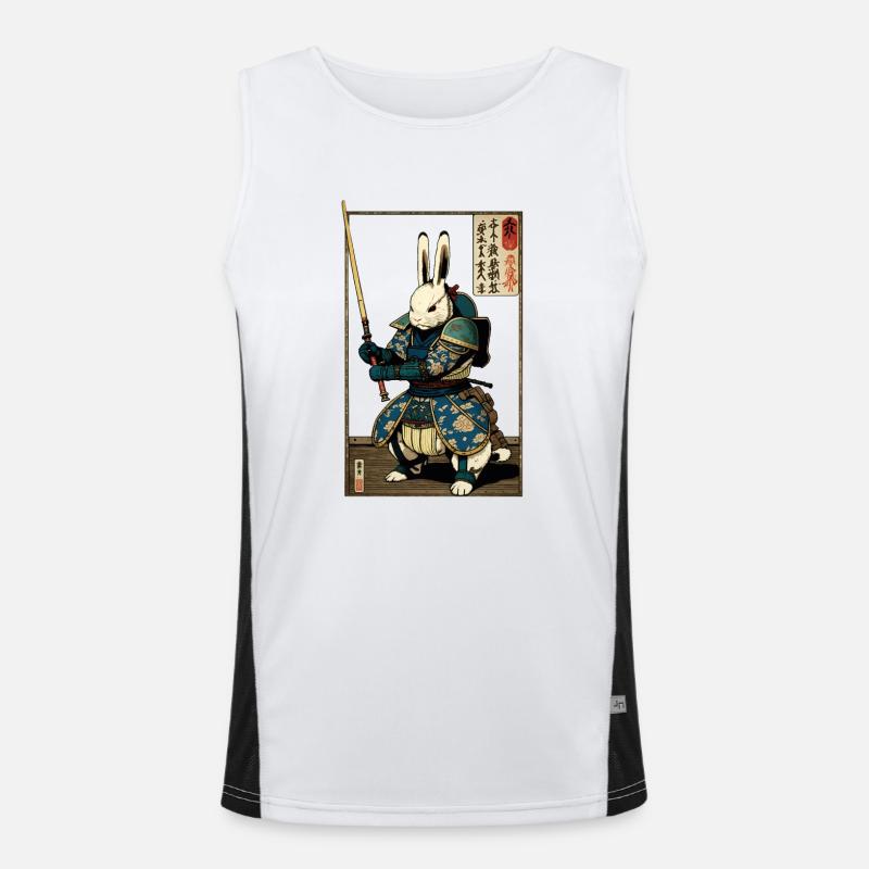 Lapin japonais en armure de samouraï de style ukiyo-e Débardeur respirant contrasté Homme 