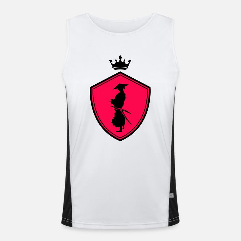 Samurai Warrior Crest - Men's Functional Contrast Tank Top  - white/black