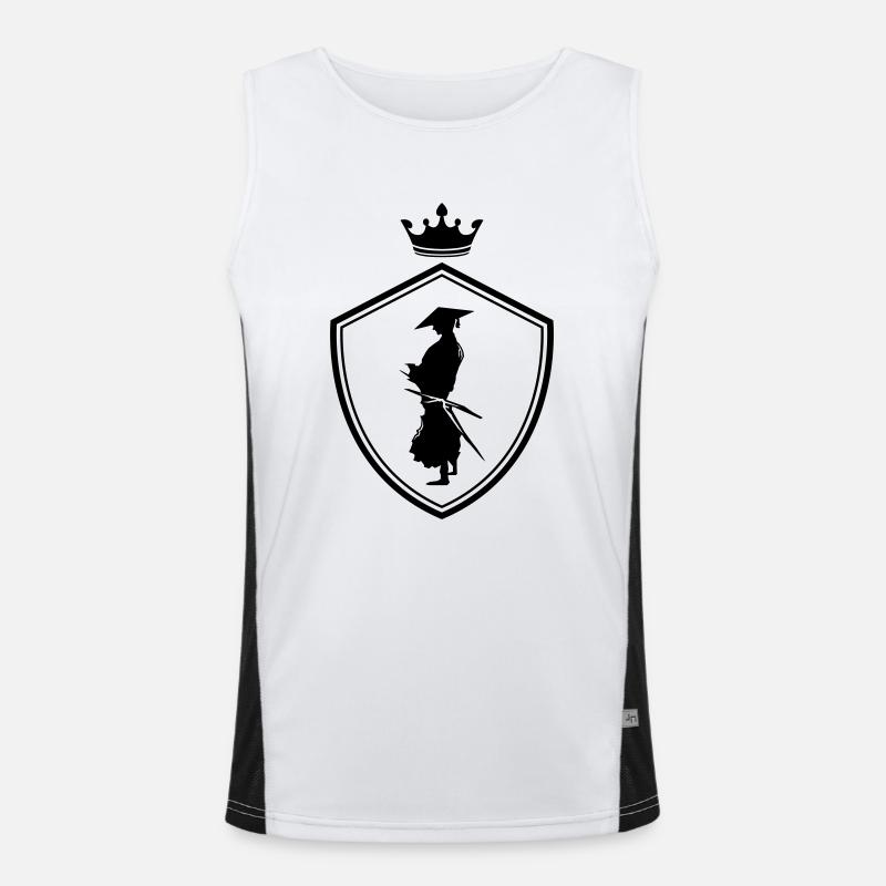Samurai Warrior Crest - Men's Functional Contrast Tank Top  - white/black