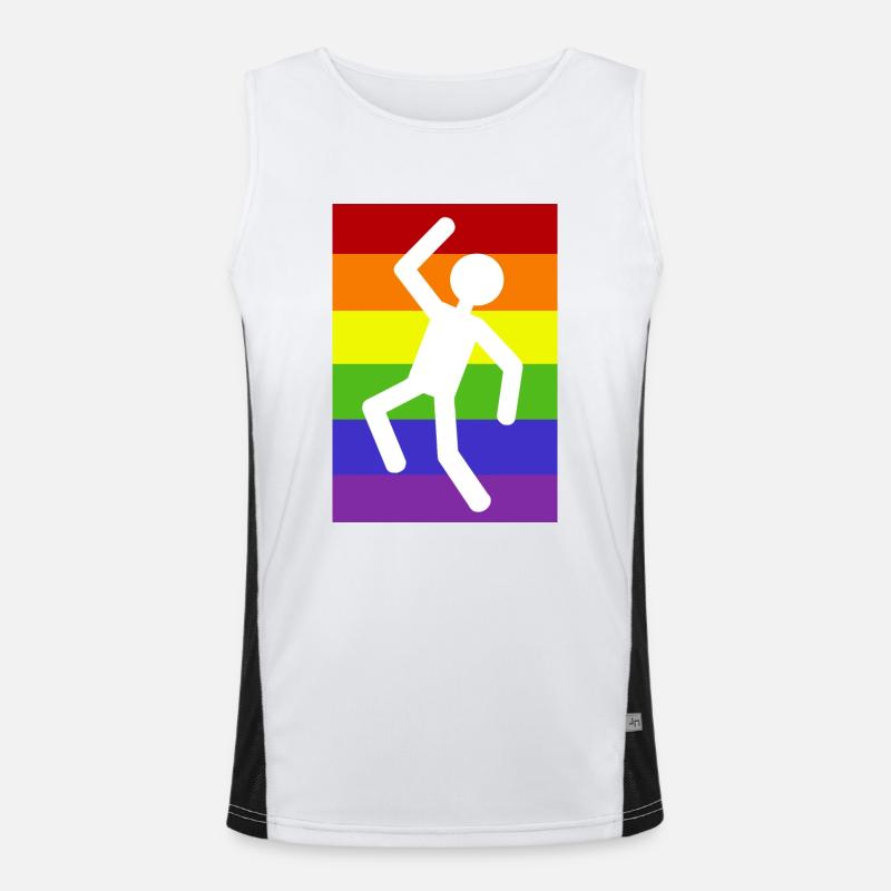 Mann auf Regenbogenhintergrund Funktionelles Kontrast-Tank Top für Männer 