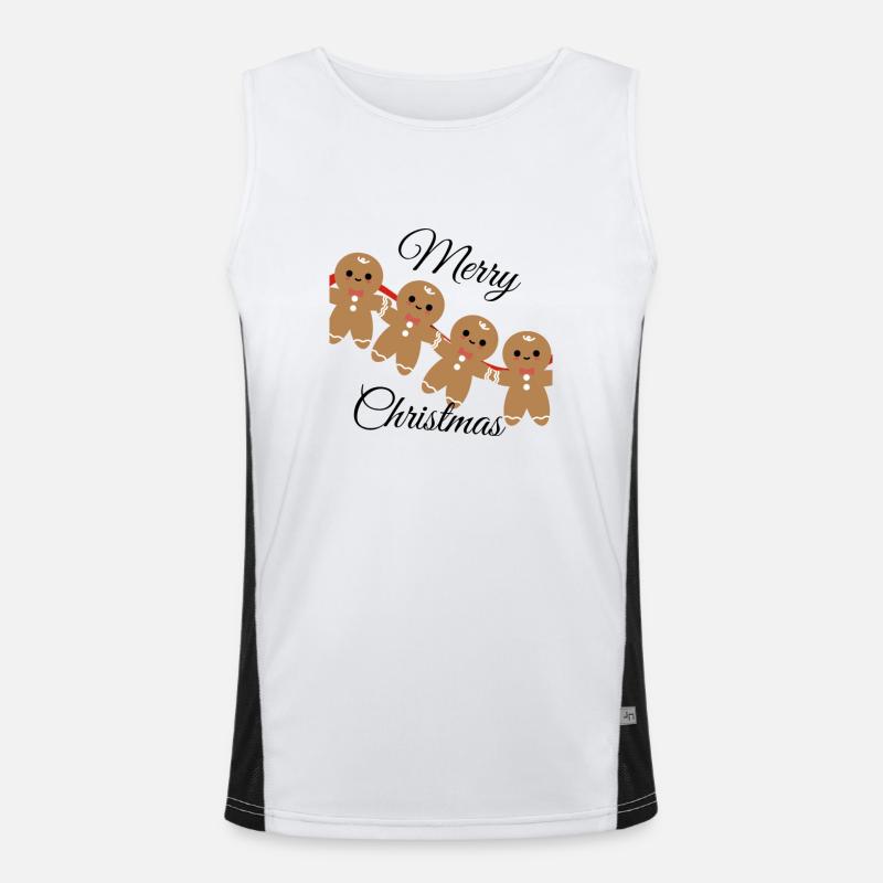 Weihnachtsfreude Lebkuchenmann Funktionelles Kontrast-Tank Top für Männer 