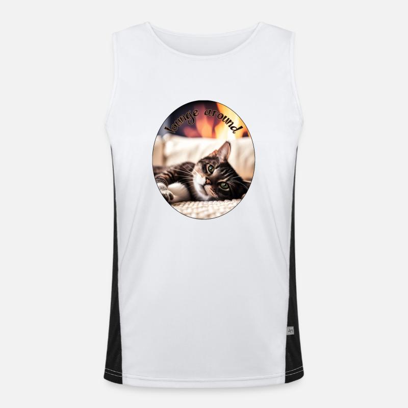 Lazy cat 2 Funktionelles Kontrast-Tank Top für Männer 