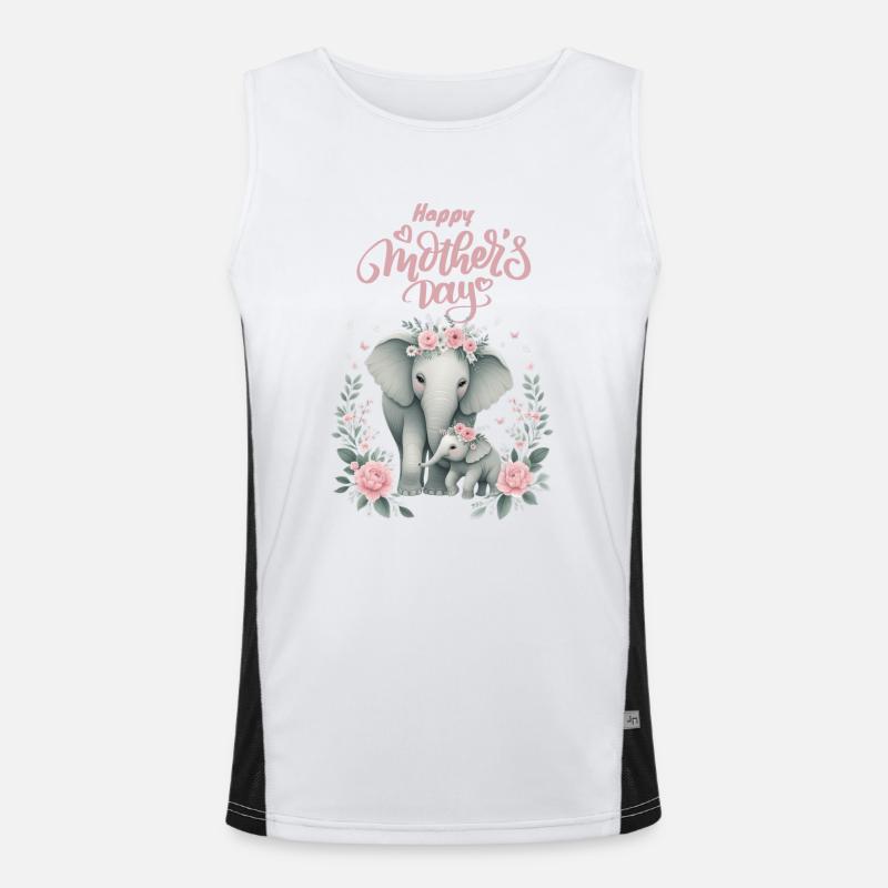 Amour de la mère éléphant & veau Couronne florale Débardeur respirant contrasté Homme 