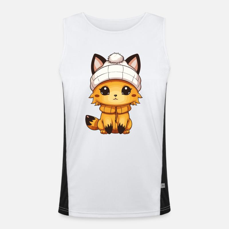 Fox Comic - Men's Functional Contrast Tank Top  - white/black