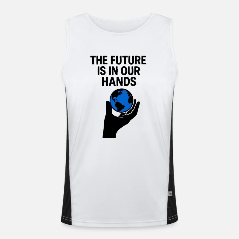 The Future is in our hands Funktionelles Kontrast-Tank Top für Männer 