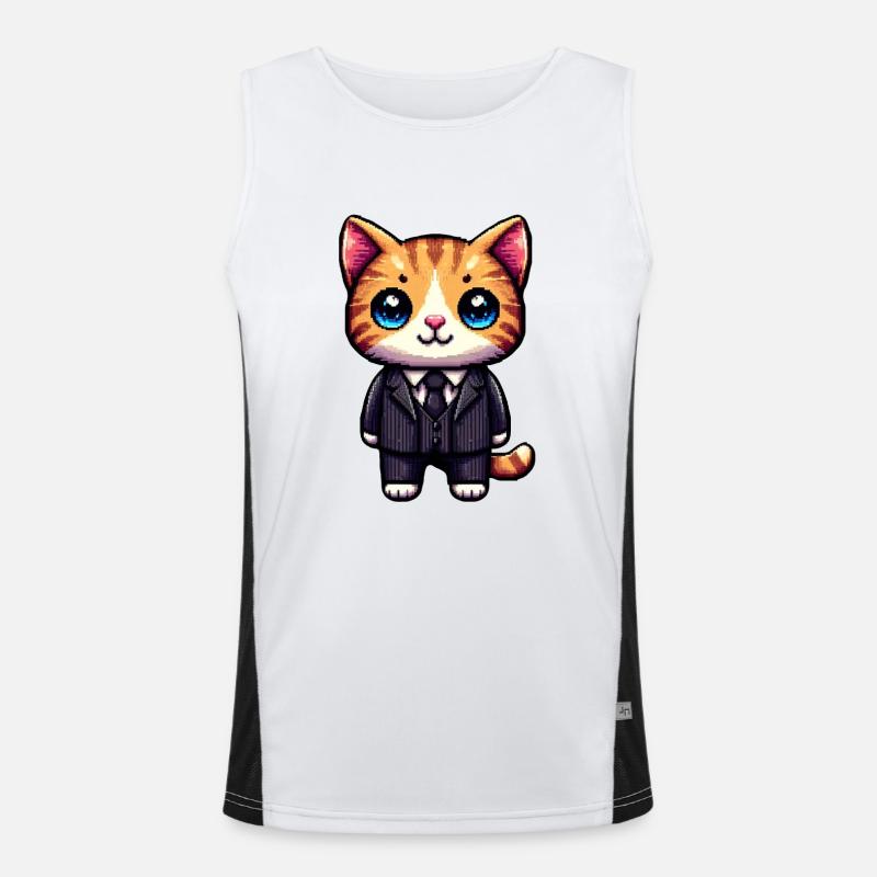 Pixel Art Cat Men's Functional Contrast Tank Top 