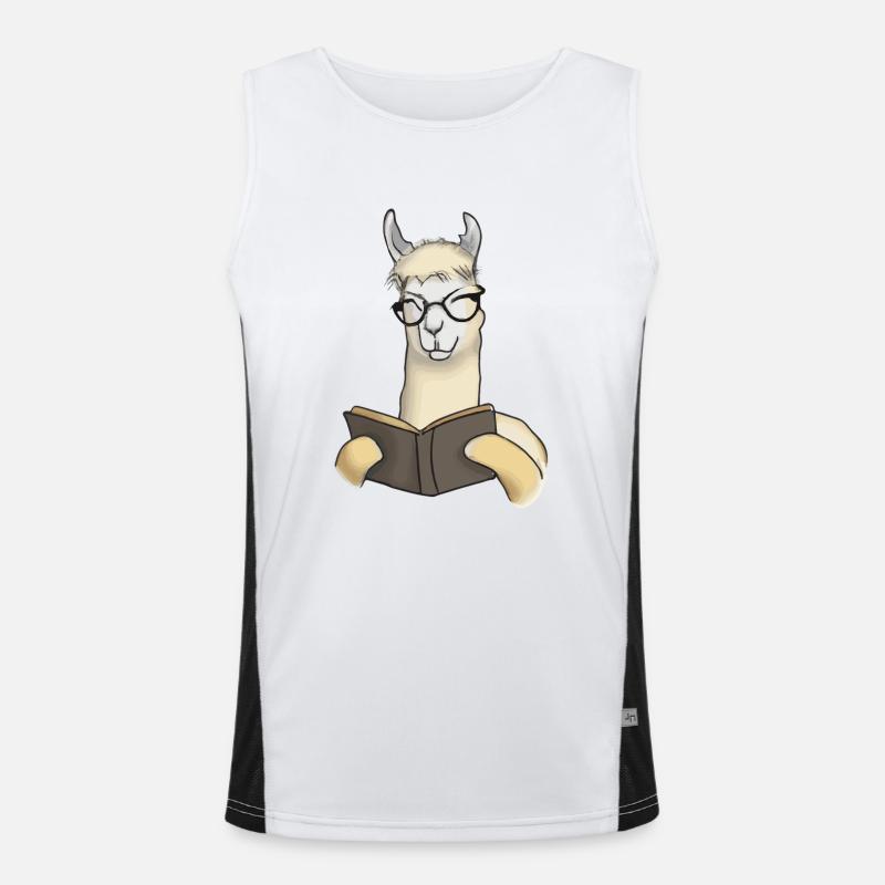 Alpaka liest Buch Geschenkidee Lama Llama Funktionelles Kontrast-Tank Top für Männer 