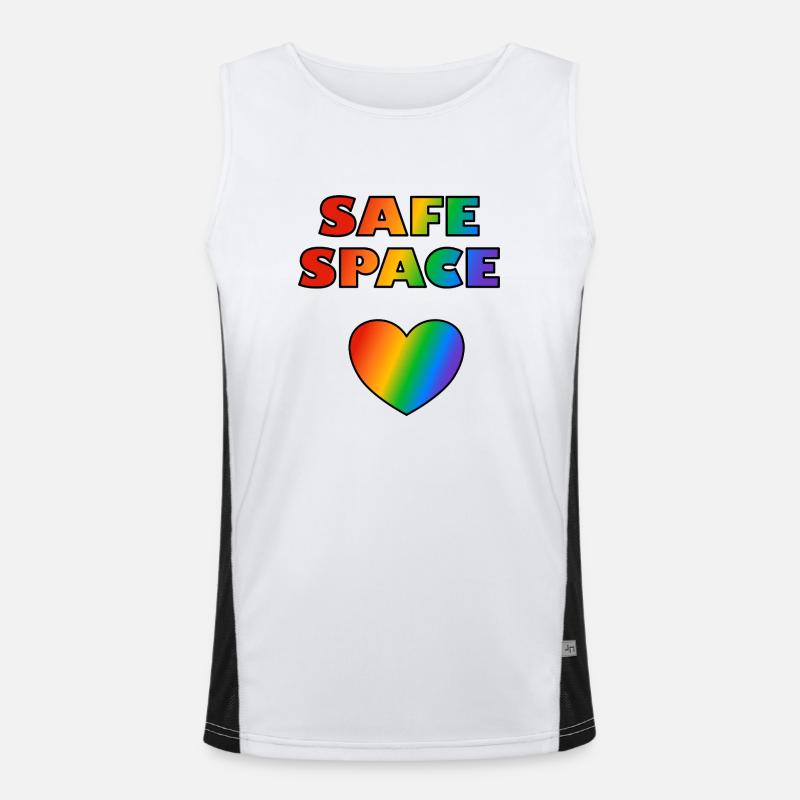 LGBT Safe Space Regenbogenherz Funktionelles Kontrast-Tank Top für Männer 