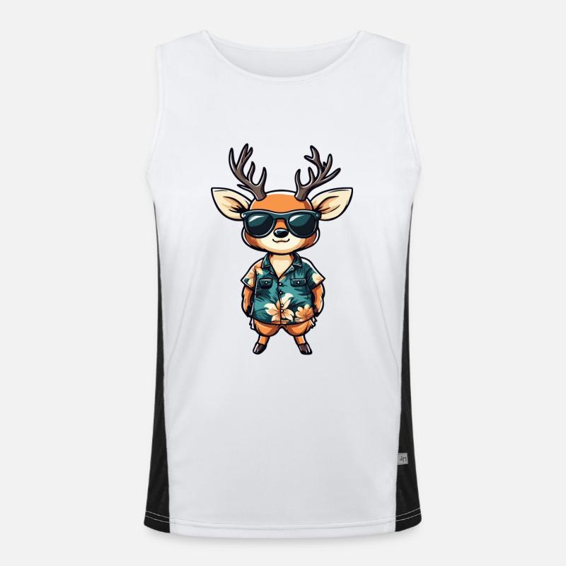 Deer Comic Funny Summer - Men's Functional Contrast Tank Top  - white/black