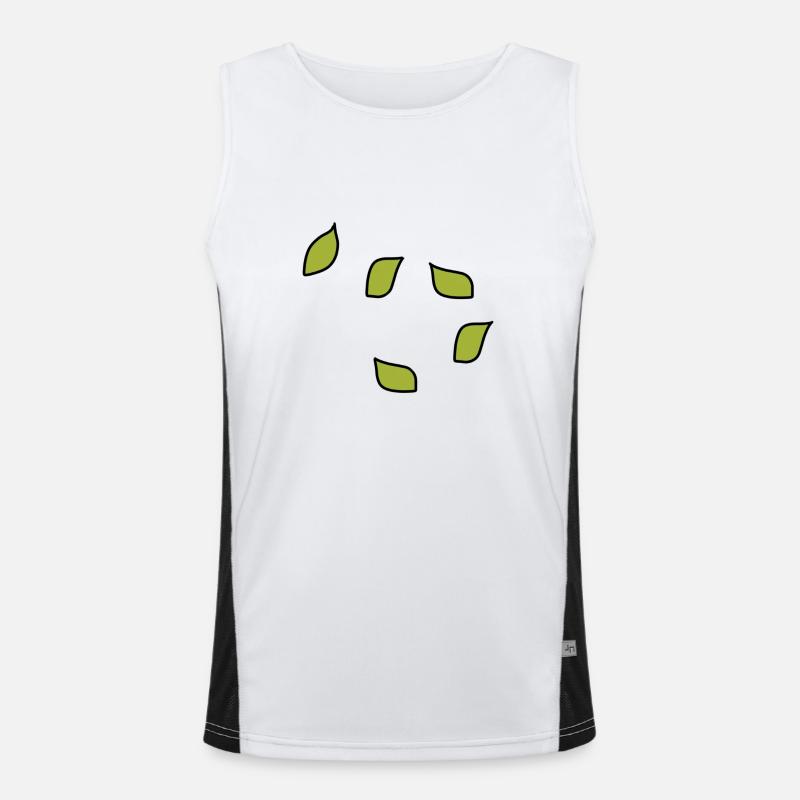 Green Leaves Leaf Pattern Tree - Men's Functional Contrast Tank Top  - white/black