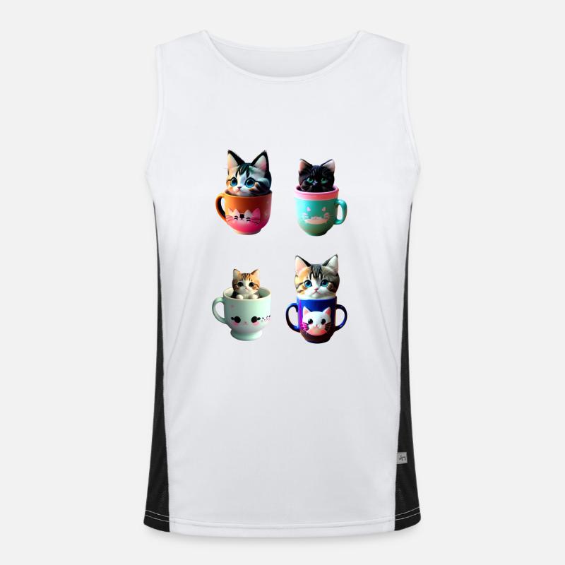 kawaii tasse von kätzchen katze Funktionelles Kontrast-Tank Top für Männer 