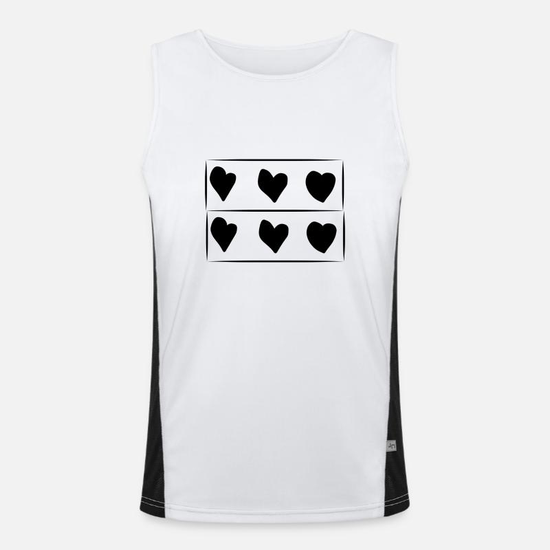 Six Hearts Heart Rectangle Pattern - Men's Functional Contrast Tank Top  - white/black