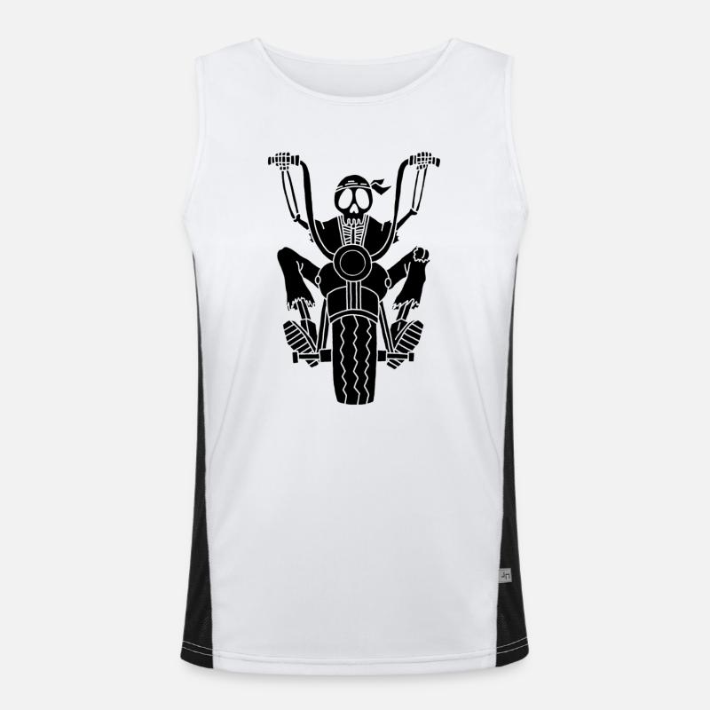Black biker skeleton Men's Functional Contrast Tank Top 