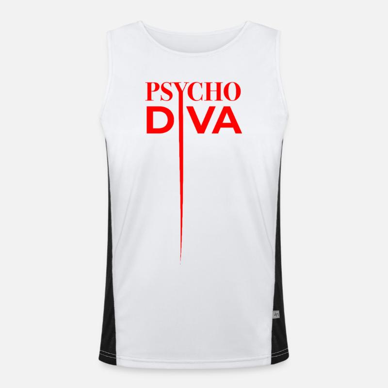 Psycho Diva – Sarkasmus-Spruch Rot Funktionelles Kontrast-Tank Top für Männer 