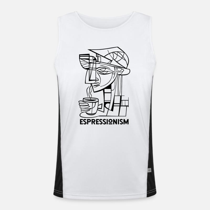 Espressionism - Espresso - Drinking Coffee - Men's Functional Contrast Tank Top  - white/black