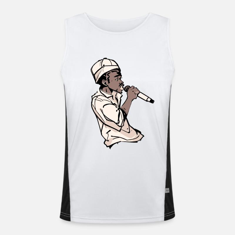 Rapper Holding a Microphone (Black) Men's Functional Contrast Tank Top 