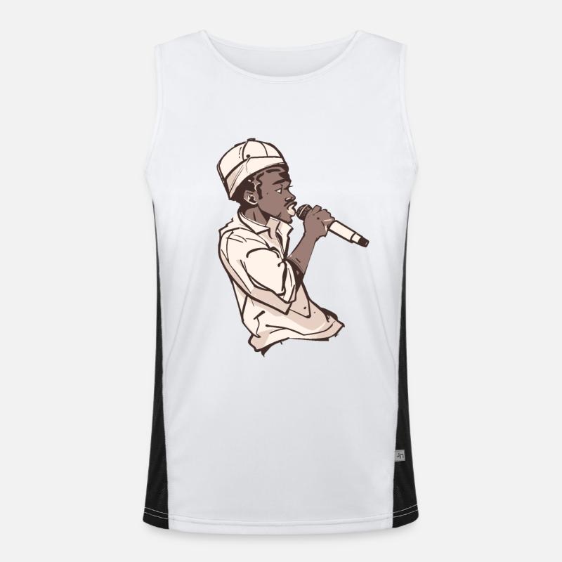 Rapper Holding a Microphone Men's Functional Contrast Tank Top 