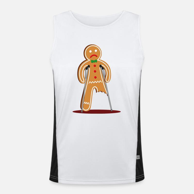 gingerbread man hurt (red) Men's Functional Contrast Tank Top 