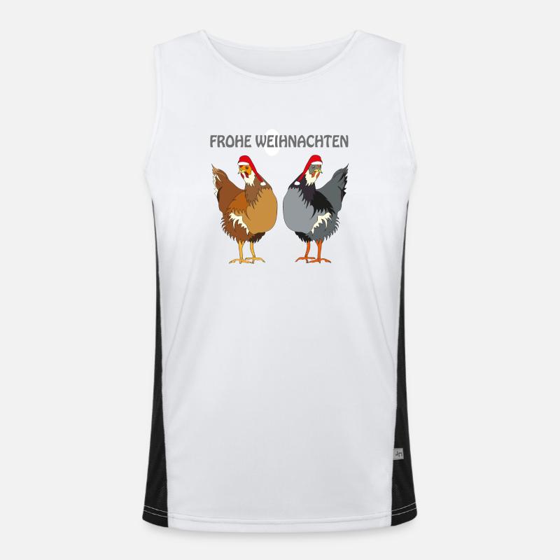 Frohe Weihnachten mit Hühner Funktionelles Kontrast-Tank Top für Männer 
