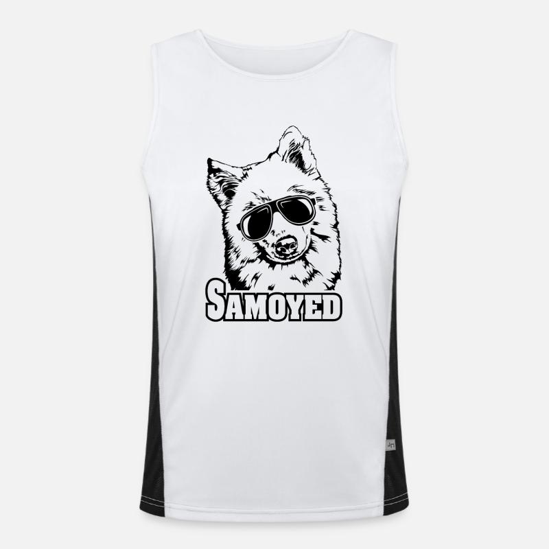 Funny SAMOYED cool sunglasses dog dog Men's Functional Contrast Tank Top 