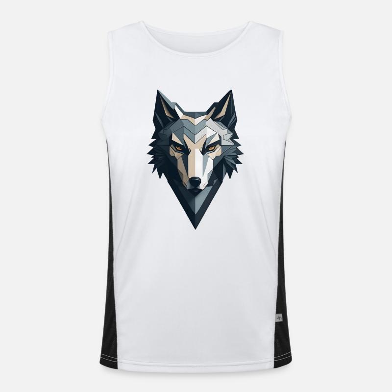 Geometric Wolf Men's Functional Contrast Tank Top 
