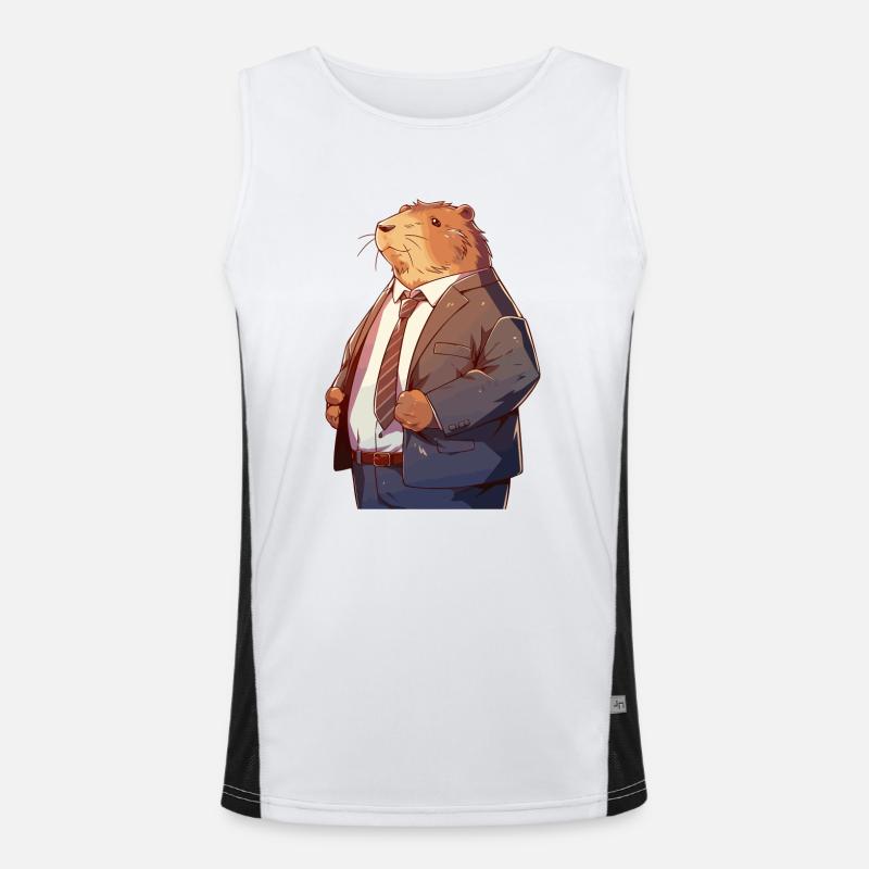 Capybara as an office worker Men's Functional Contrast Tank Top 