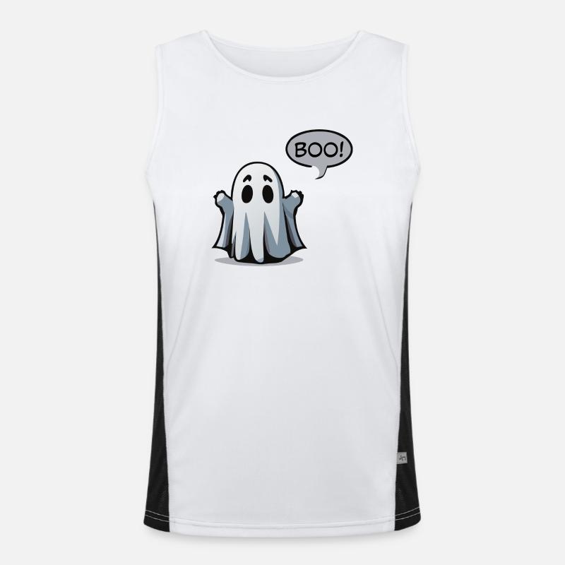 Spooky Ghostly Boo! - Gruseliges Geist Design Funktionelles Kontrast-Tank Top für Männer 