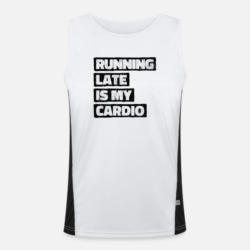 Courir en retard, c’est mon cardio Débardeur respirant contrasté Homme 