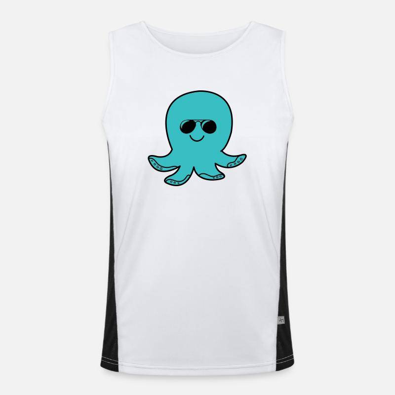 Octopus Cool - Men's Functional Contrast Tank Top  - white/black