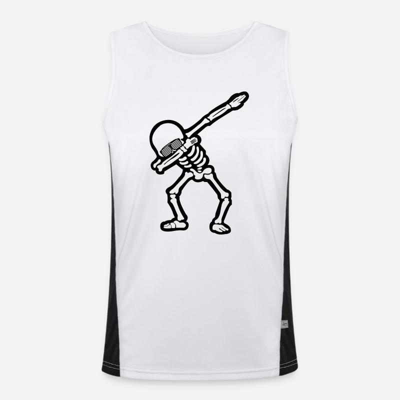 Cool Skull Dabbing 01 - Men's Functional Contrast Tank Top - white/black