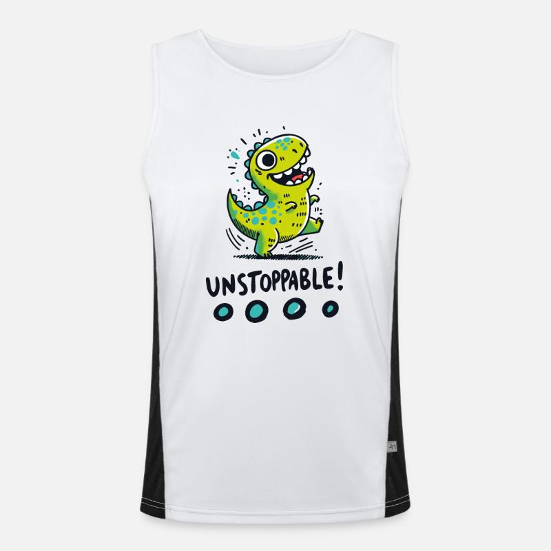 T-Rex Unstoppable – Fun Dinosaur Design Men's Functional Contrast Tank Top 