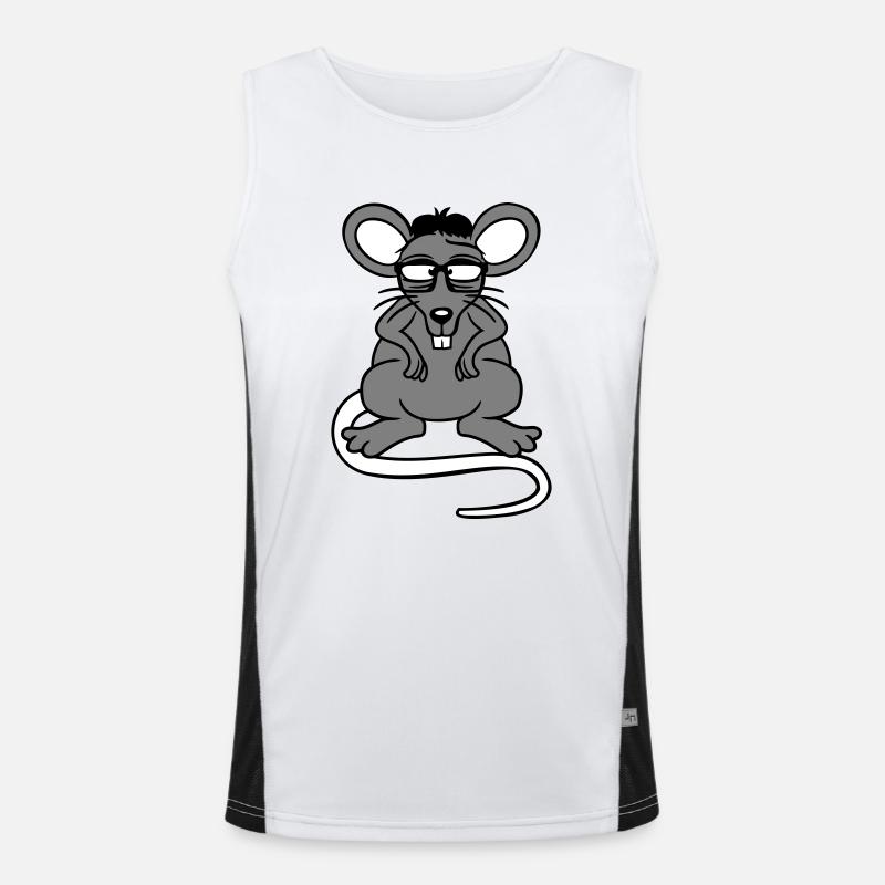 Maus Nerd Geek Hornbrille Schlau Intelligent Freak Funktionelles Kontrast-Tank Top für Männer 
