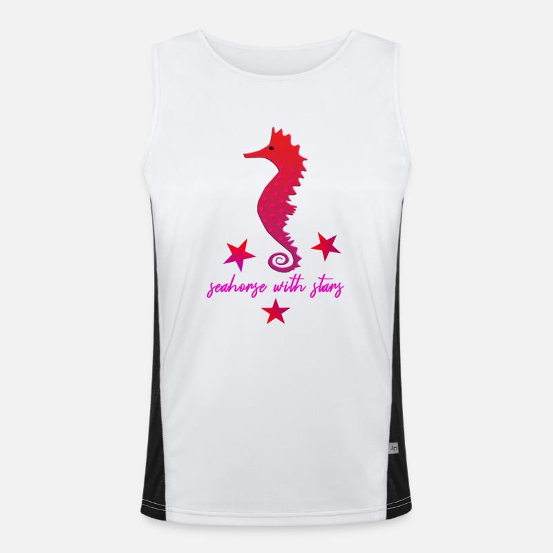 rotes Seepferdchen mit Sternchen pink Funktionelles Kontrast-Tank Top für Männer 