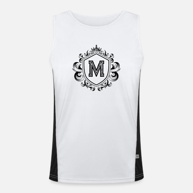 M Buchstabe Wappen Funktionelles Kontrast-Tank Top für Männer 